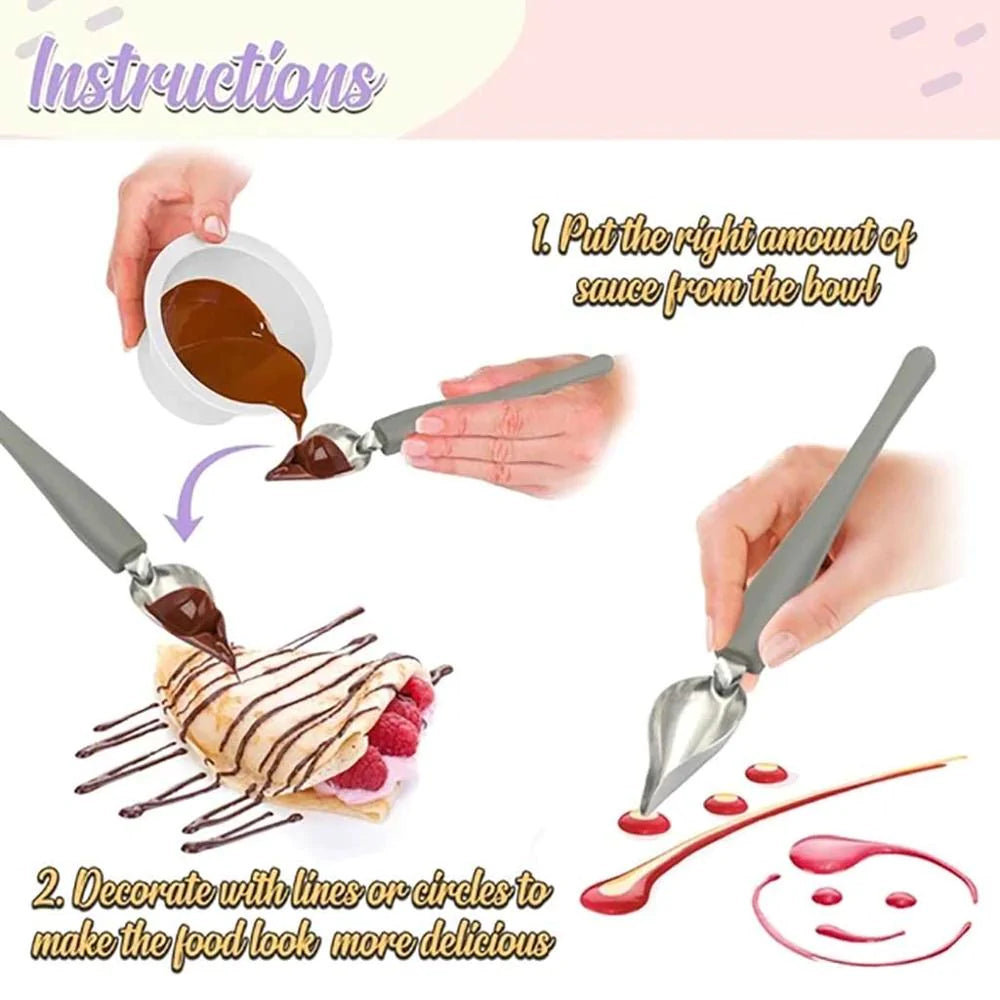 Creative Deco Gastronomy Spoon Design Sauce Dressing Plate Dessert