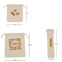 Thumbnail for Cotton Linen Bread Bags, Reusable Drawstring Bag For Loaf Artisan Bread Storage Bag, Linen Bread Bags For Baguette