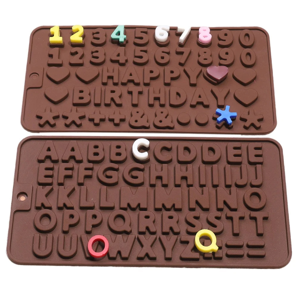 26 Letter Number Chocolate Silicone Mold Baking Tools Non-stick Candy Mold 3D Mold DIY