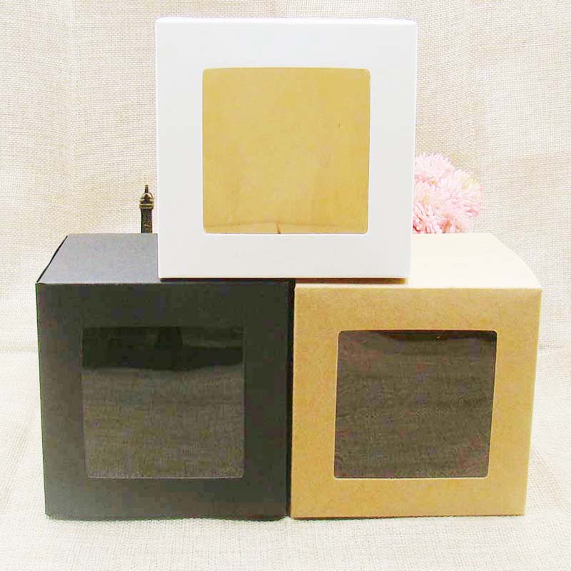 10psc White / Black / Kraft Window Cupcake Box