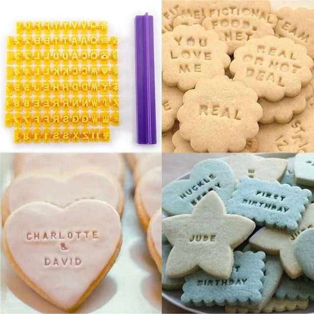 Alphabet Letter Number Cookie Press Stamp Embosser Cutter